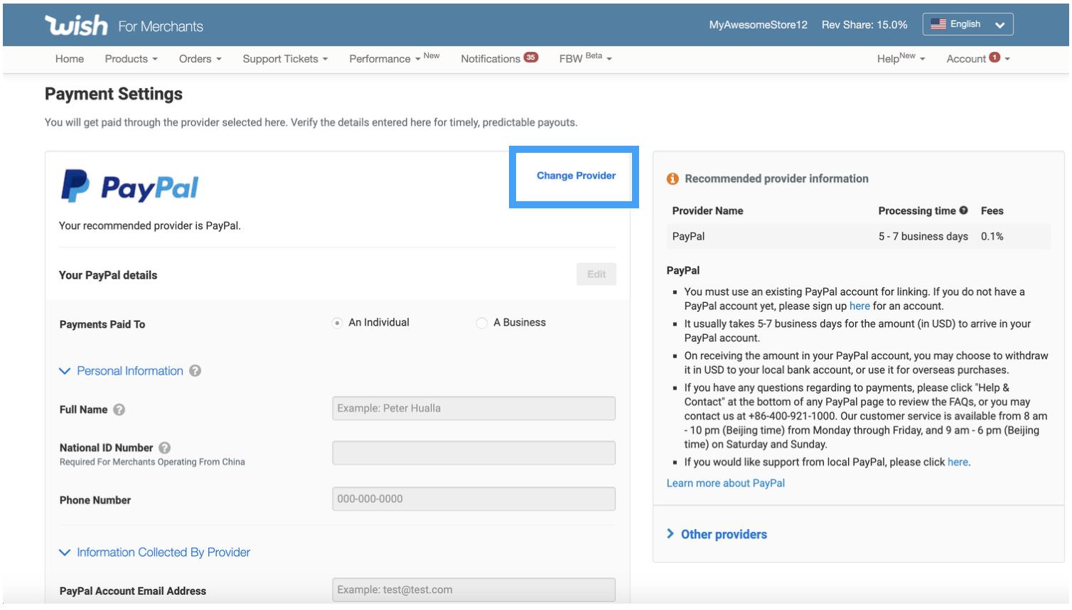 如何变更我的Wish商户支付提供商？